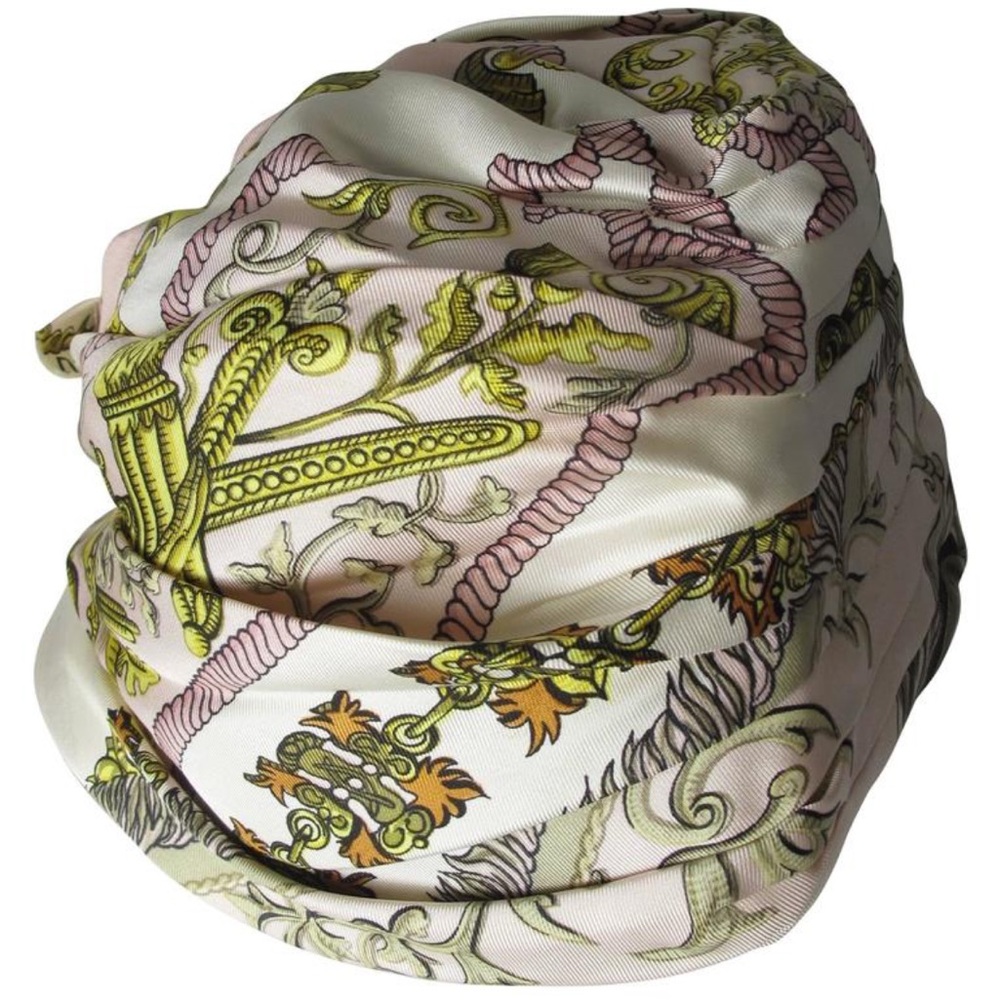 Authentic Hermes Vintage Silk Pleated Beehive Turban Hat - RARE find